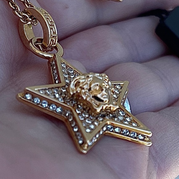 Versace Gorgeous Galaxy Star Medusa Necklace surrounded by Crystals NWT in box - Picture 14 of 16